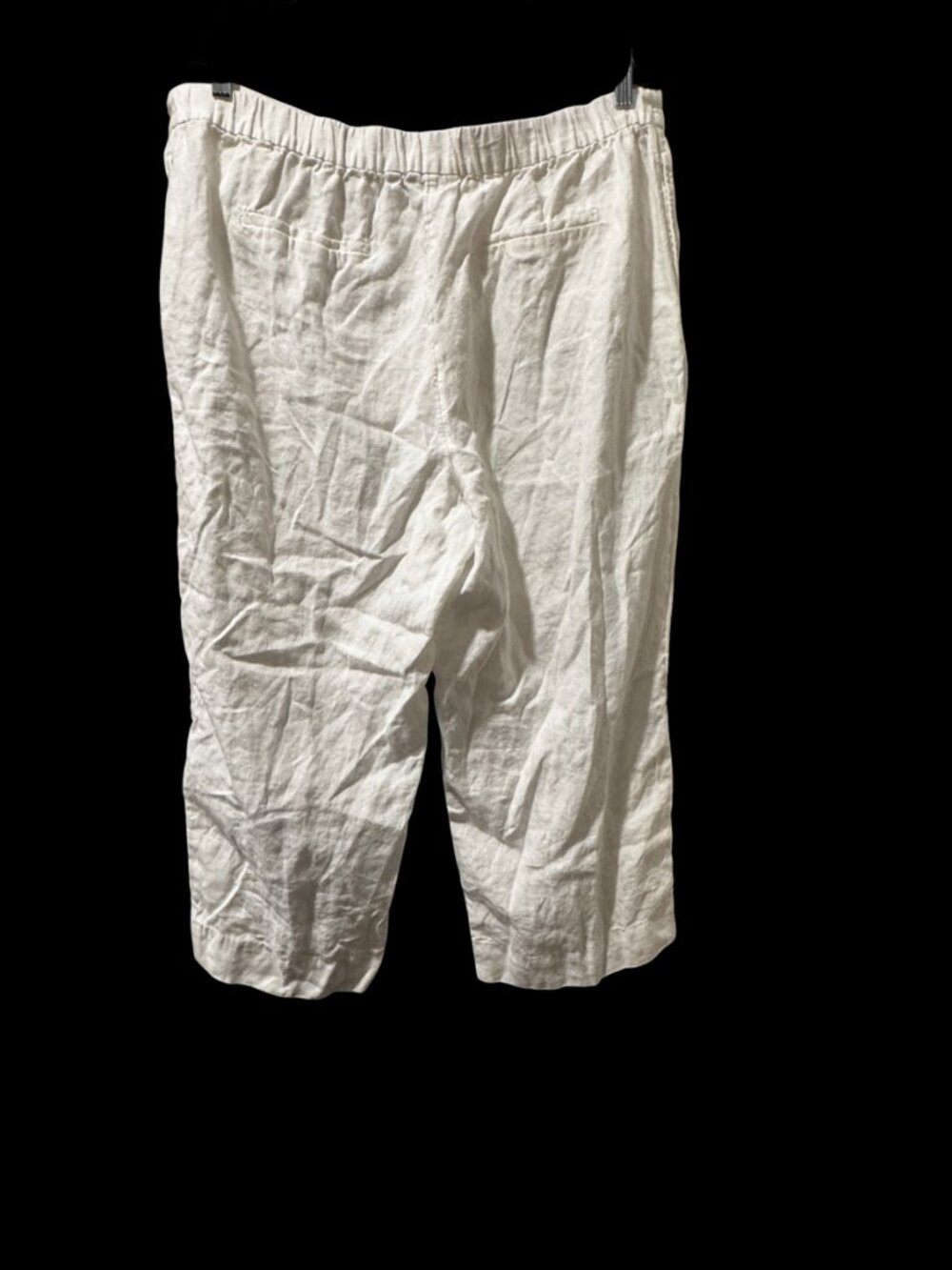 Chico's White Linen Cropped Wide Leg Pants Size 18 Button Hem Pull On - Picture 6 of 6